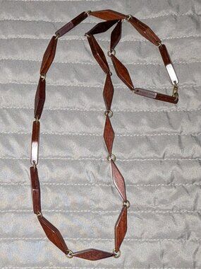 $3 with Bundle ~ Wooden Geometric Link Necklace 6553